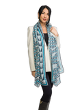 Lanvin Wool Geometric Scarf — Blue