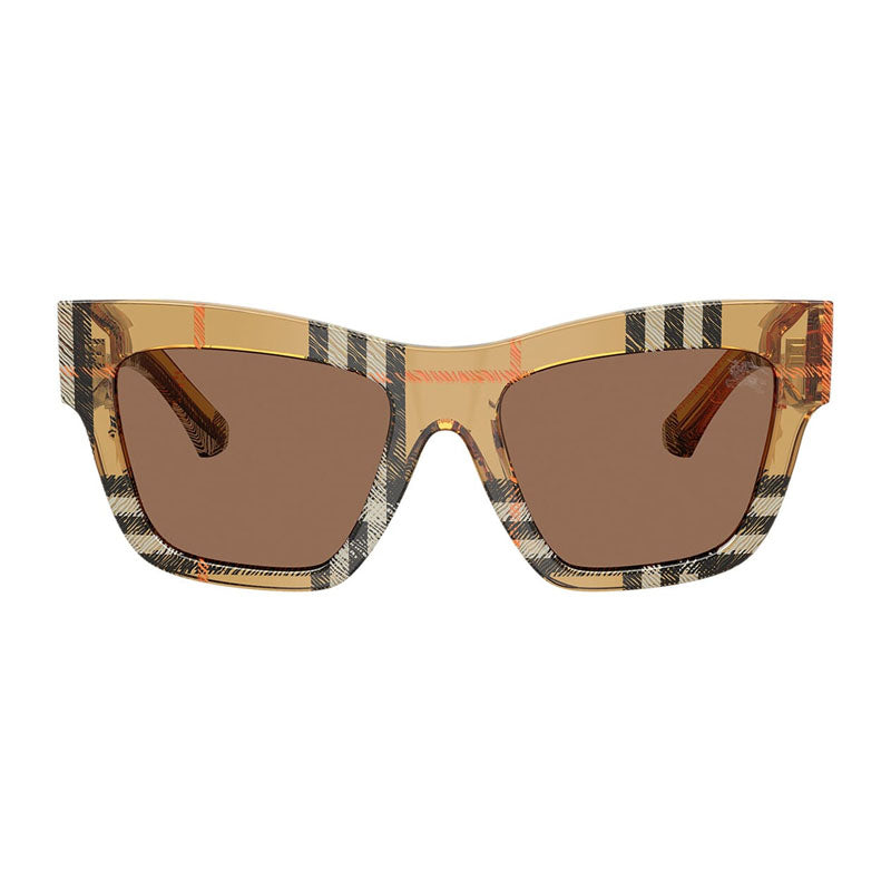Burberry Check-Print Acetate Sunglasses — Beige