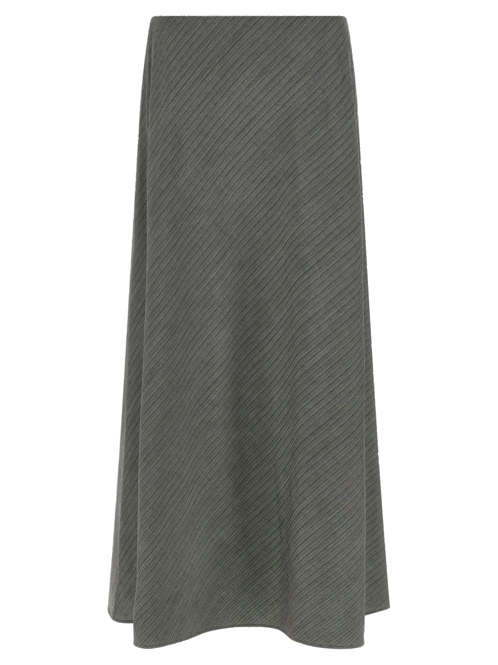 Alberta Ferretti Chevron-Textured Virgin Wool Blend Skirt — Gray
