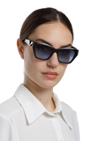 Ana Hickmann AH9494 Gradient Blue Lens Acetate Sunglasses — Black