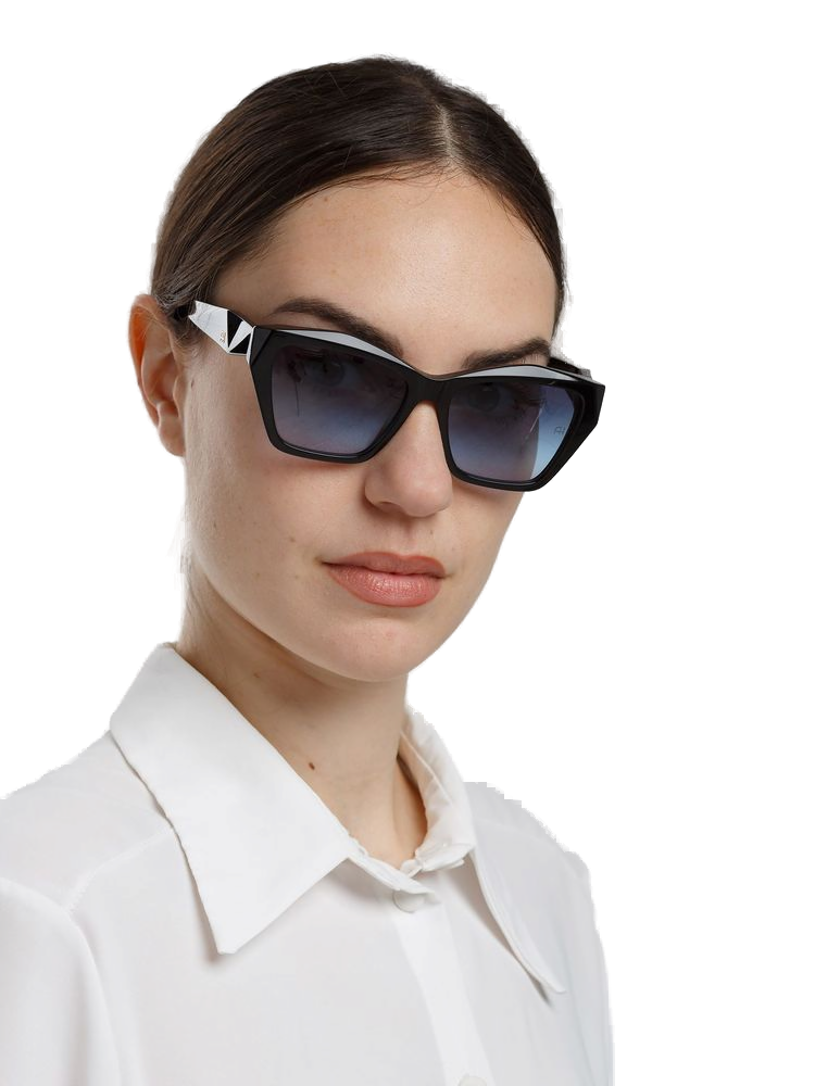 Ana Hickmann AH9494 Gradient Blue Lens Acetate Sunglasses — Black