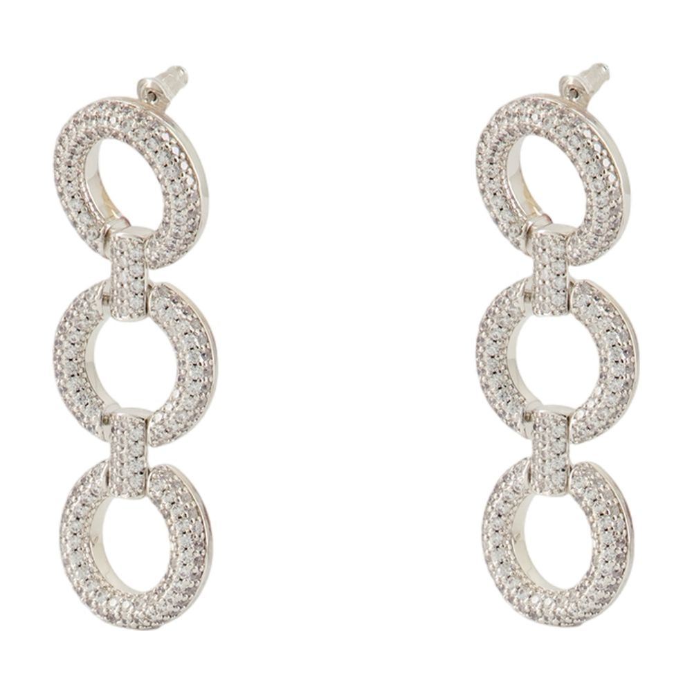 Self-Portrait Crystal Link Earrings — Silver