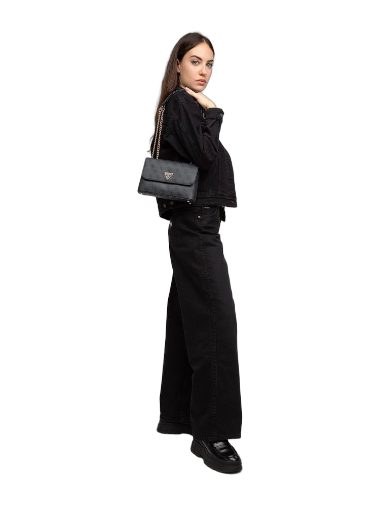 Guess Logo Polyurethane Crossbody Bag — Black