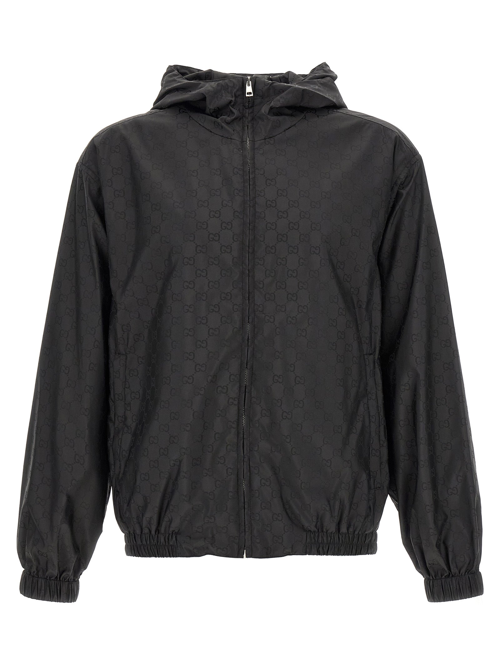 Gucci GG Jacquard Nylon Anorak Jacket — Black