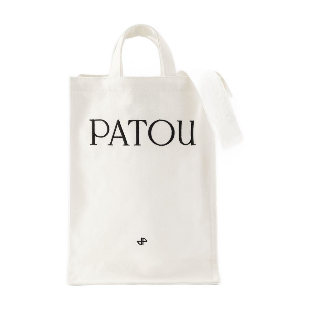 Patou Logo-Printed Cotton Tote Bag — White