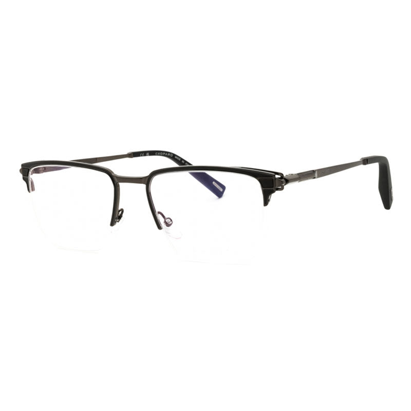 Chopard VCHL20V0K56 Rectangle Semi Rim Metal Eyeglasses — Gray