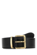 Miu Miu Gold-Buckle Leather Belt — Black