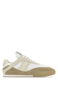 Chloé Mixed-Material Low-Top Sneaker — Beige