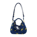Ganni Floral Cotton Shoulder Bag — Navy