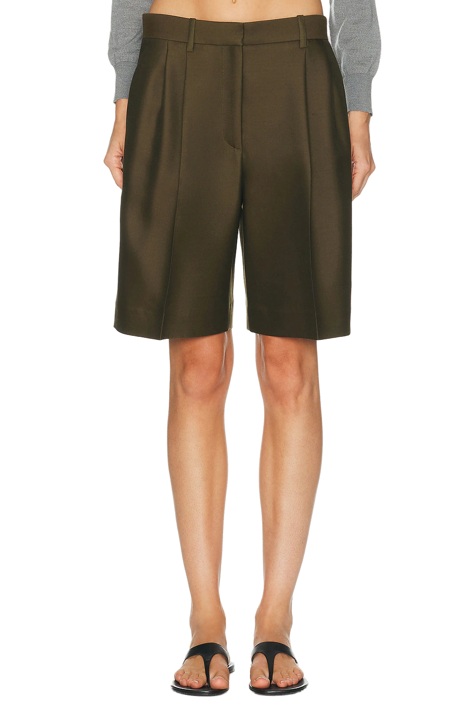 Khaite Auggie Bermuda Shorts — Green