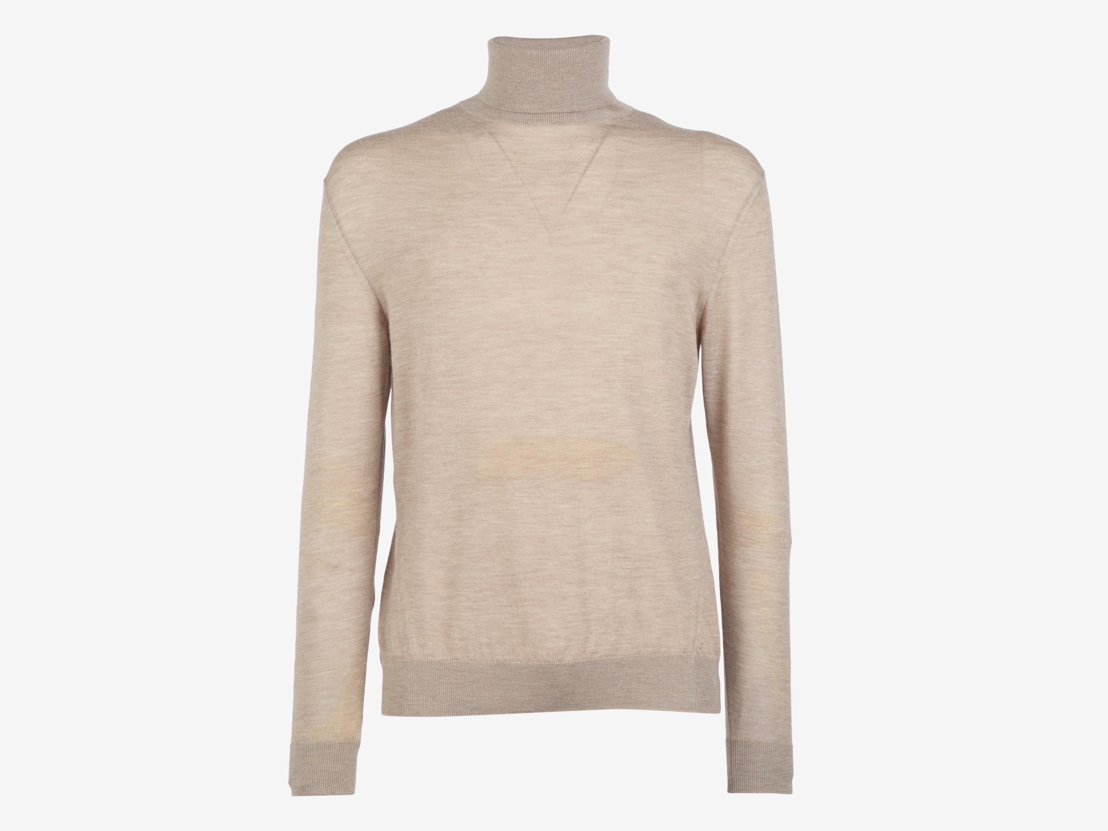 Sease Fine Knit Turtleneck Sweater — Beige
