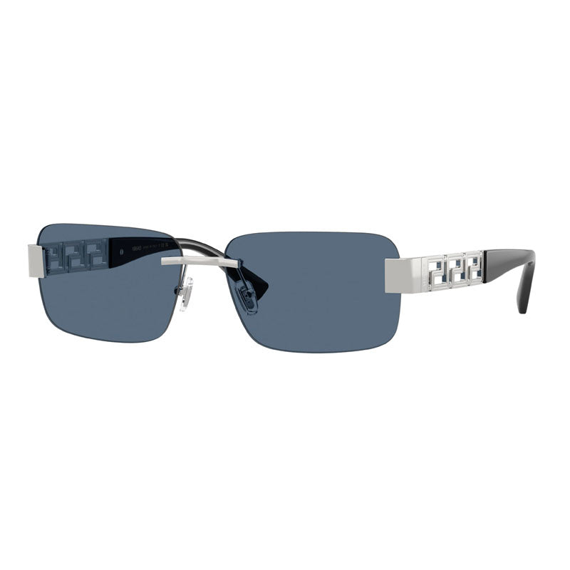 Versace Rectangle Rimless Sunglasses — Silver