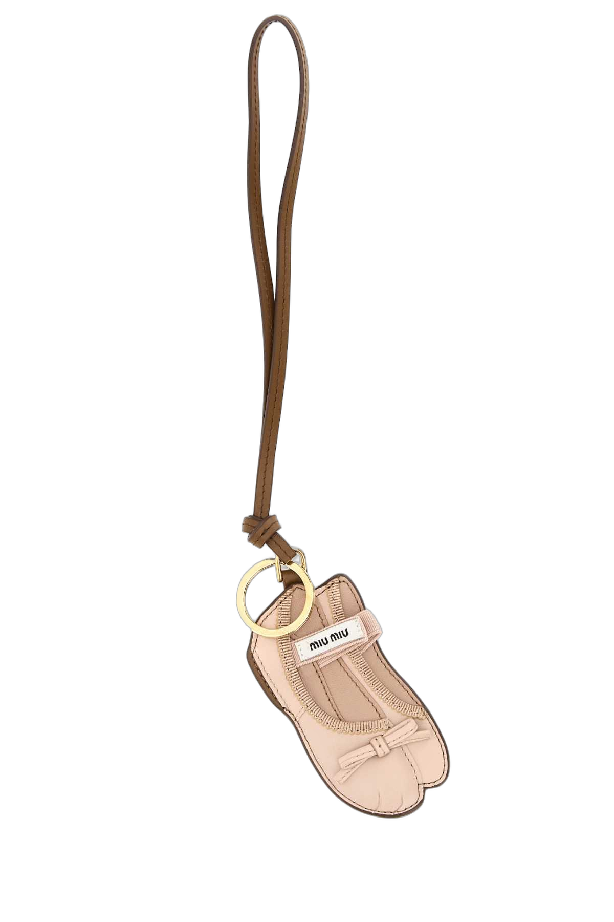 Miu Miu Leather Ballet Slipper-Shaped Key Case — Pink