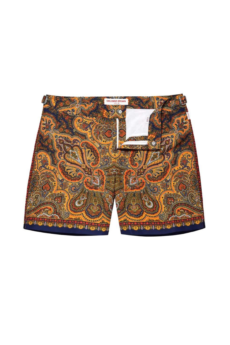 Orlebar Brown Paisley-Print Shorts — Brown