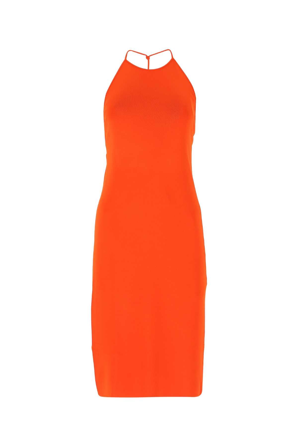 Bottega Veneta Sleeveless Viscose Blend Dress — Orange