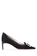 Roger Vivier Suede Pointed-Toe Pump — Black