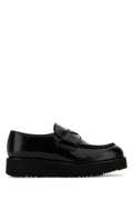 Prada Leather Moc-Strap Loafer — Black