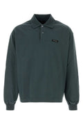 Prada Long-Sleeve Cotton Polo Shirt — Green