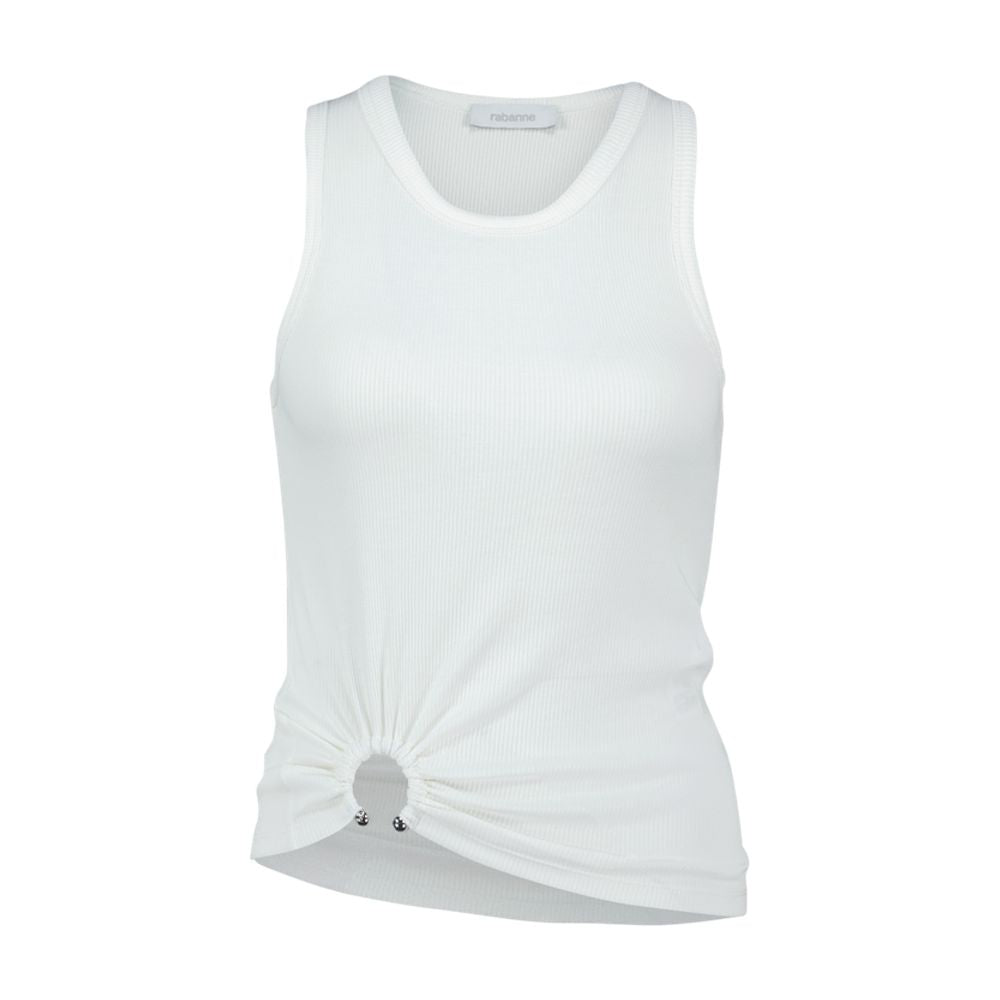 Rabanne Ribbed Cotton Tank Top — white