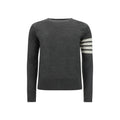 Thom Browne Striped Virgin Wool Sweater — Gray