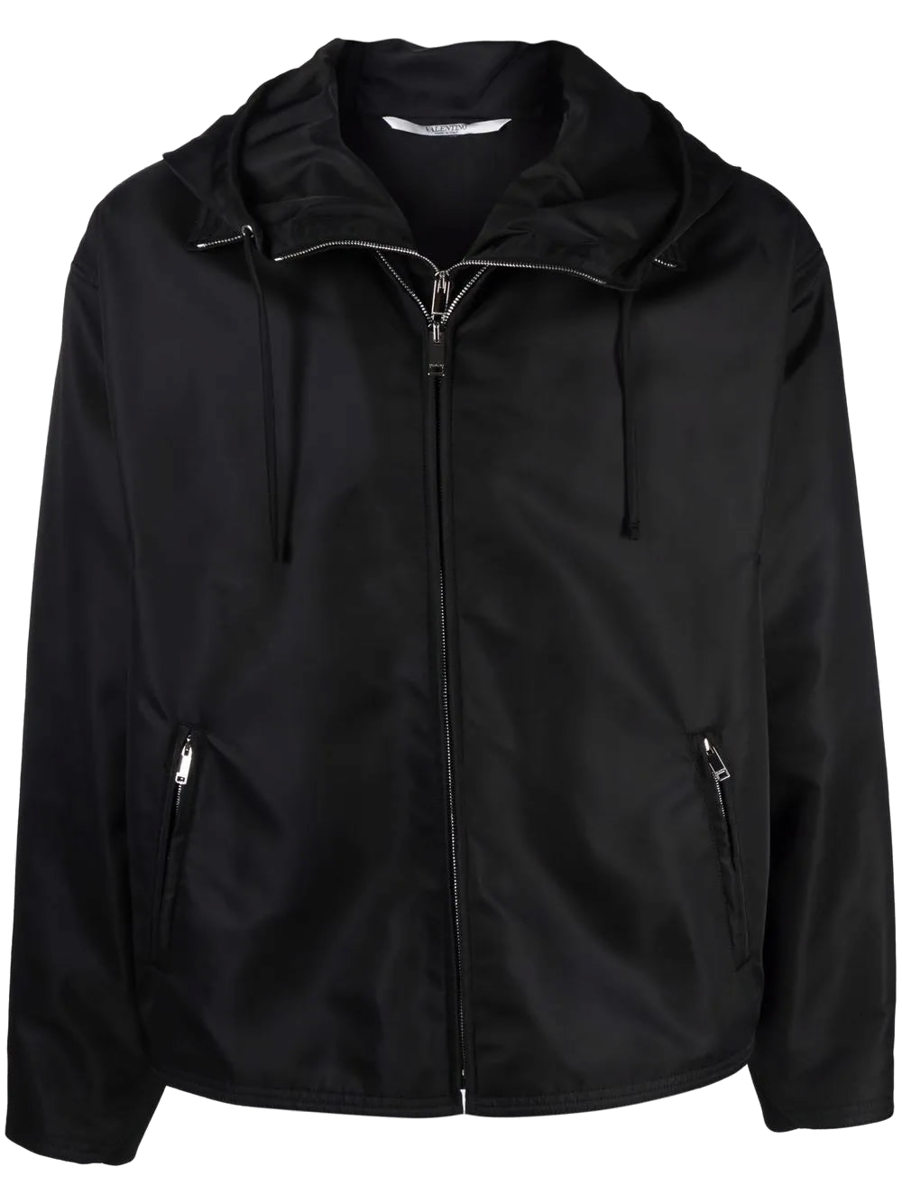 Valentino Dual Zip-Detail Hooded Jacket — Black