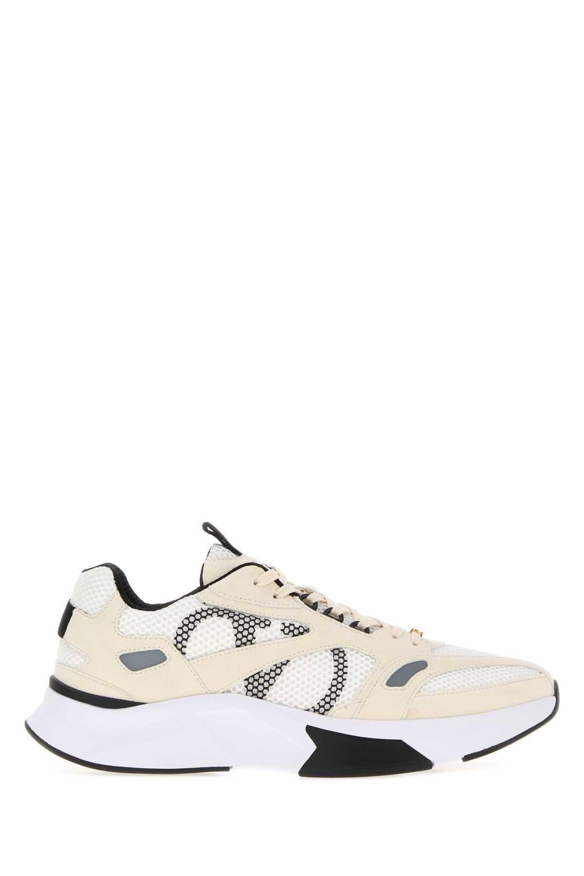 Valentino Garavani Mesh-Panelled Low-Top Sneaker — Beige
