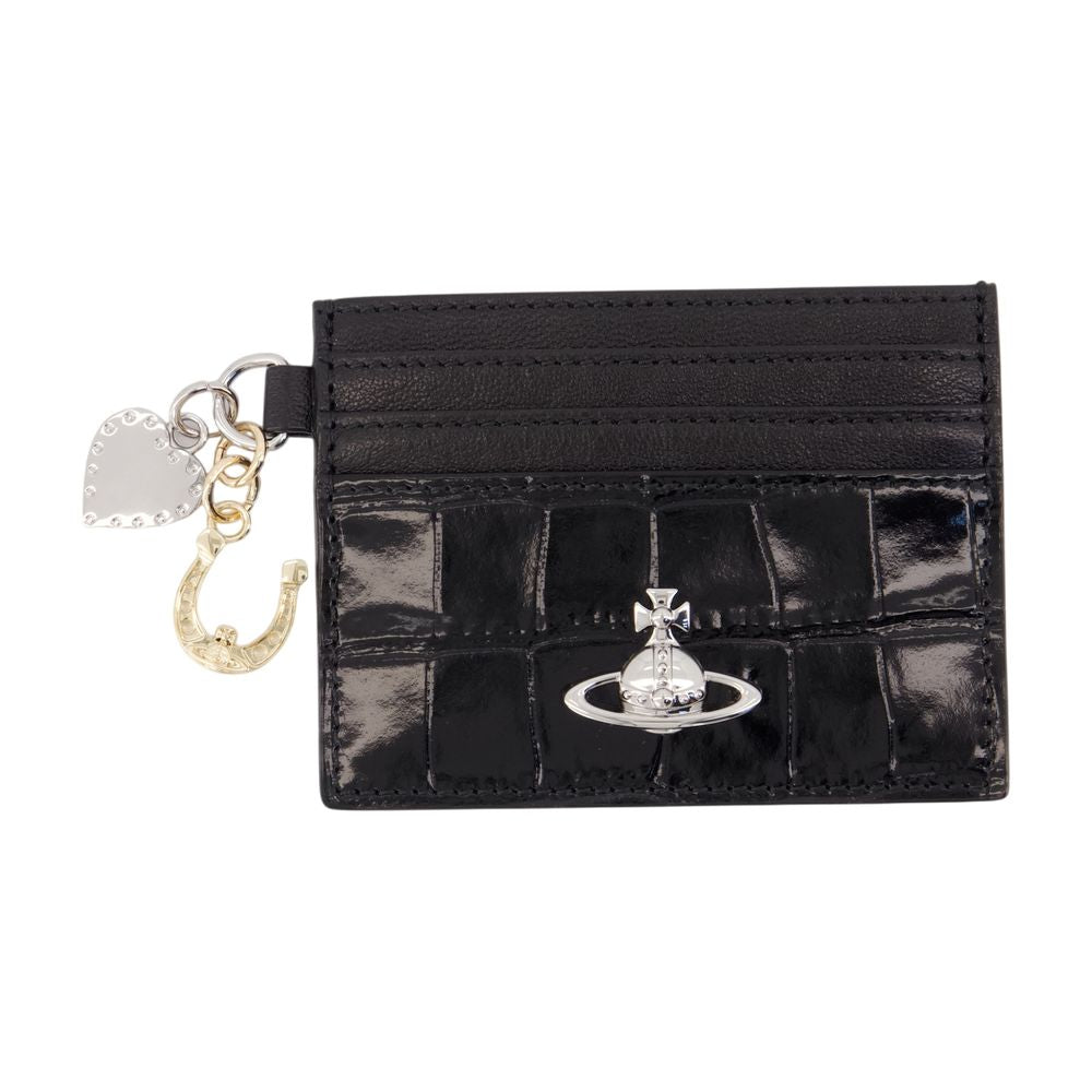 Vivienne Westwood Crocodile-Embossed Leather Card Case — Black