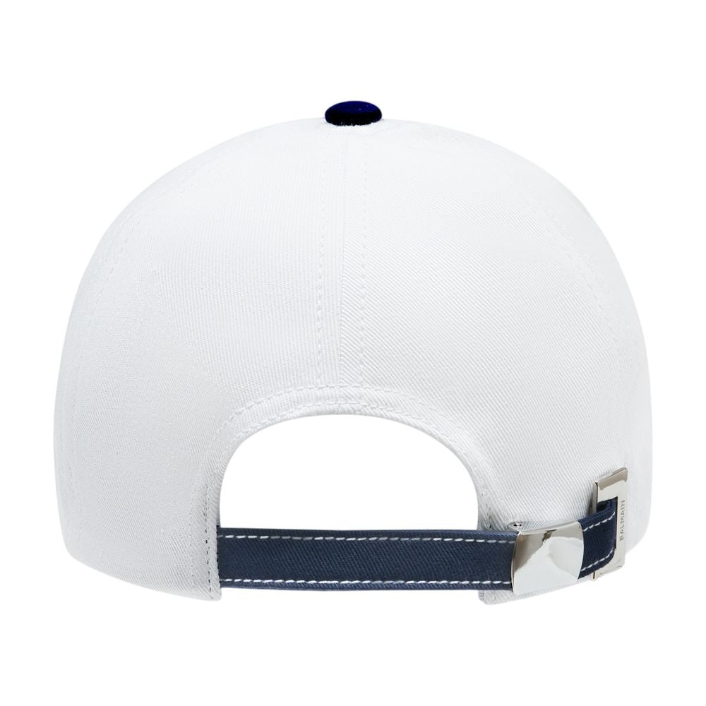 Balmain GH1XA561CB24-GPP Embroidered Cotton Baseball Cap — White