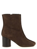 MM6 Maison Margiela Suede with Architectural Stitch Ankle Boot — Brown
