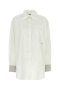 Prada Striped-Cuff Poplin Shirt — White