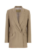 Valentino Garavani Double-Breasted Mohair Wool Blazer — Beige