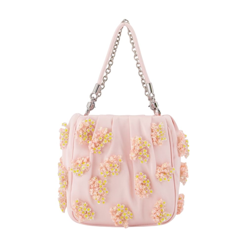 Self-Portrait Floral Beaded Shoulder Bag — Pink