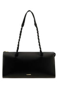 Jil Sander Twisted-Handle Calf Leather Shoulder Bag — Black