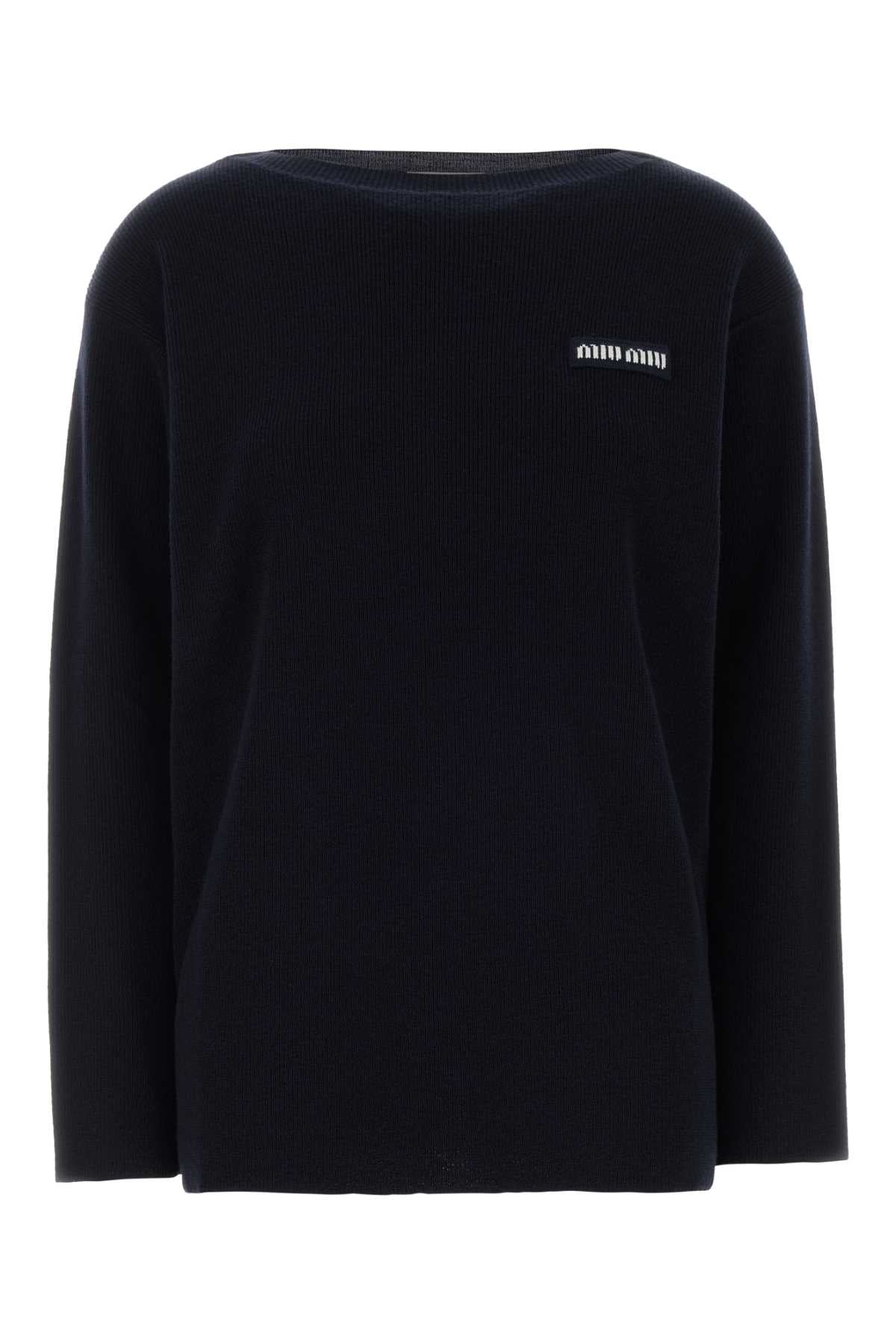Miu Miu Virgin Wool Oversize Sweater — Navy