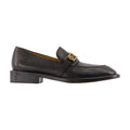 Versace Leather with Gold-Tone Hardware Loafer — Black