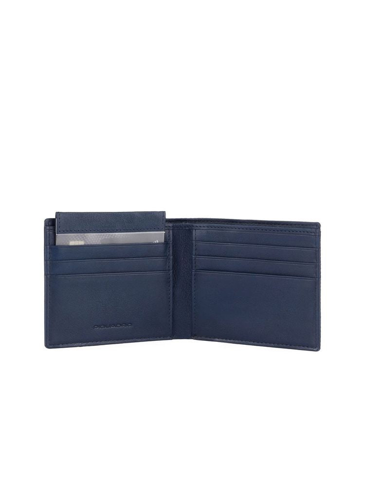 Piquadro Recycled Polyester Bifold Wallet — Blue