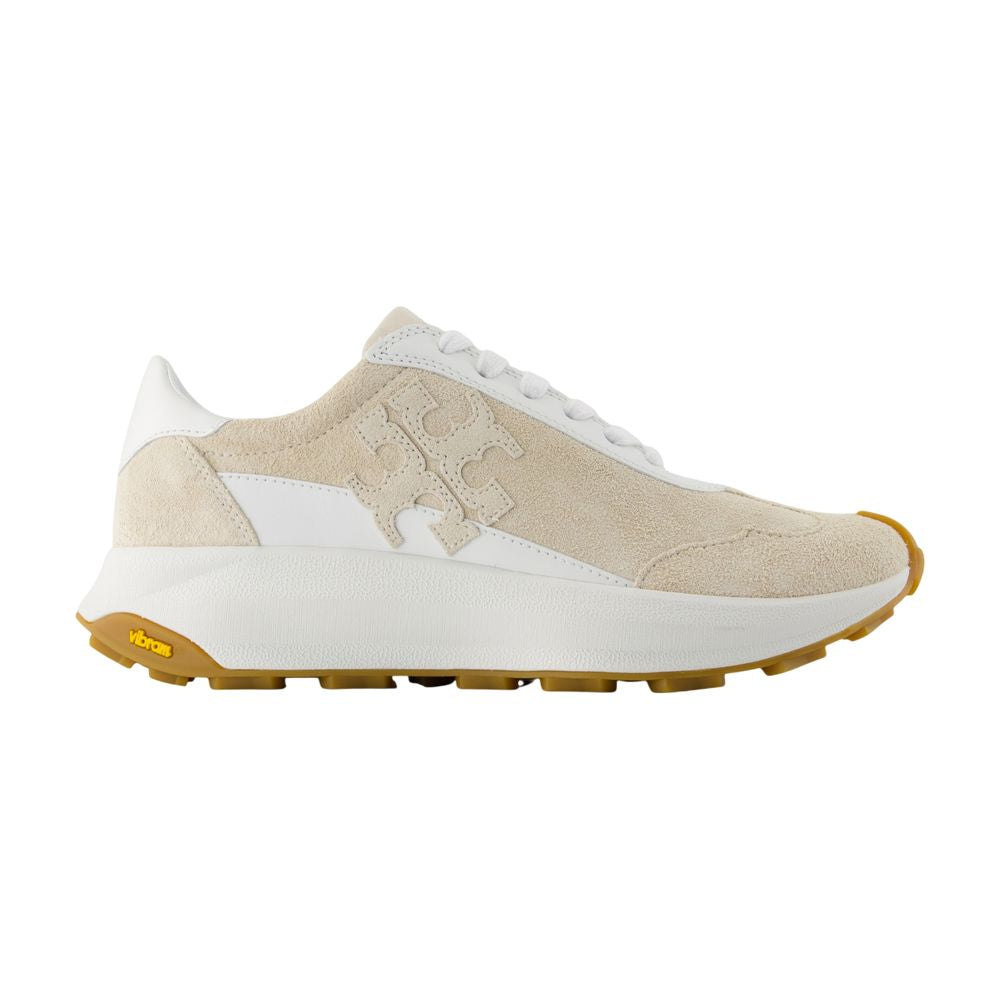 Tory Burch Colorblock Calfskin Sneaker — Beige
