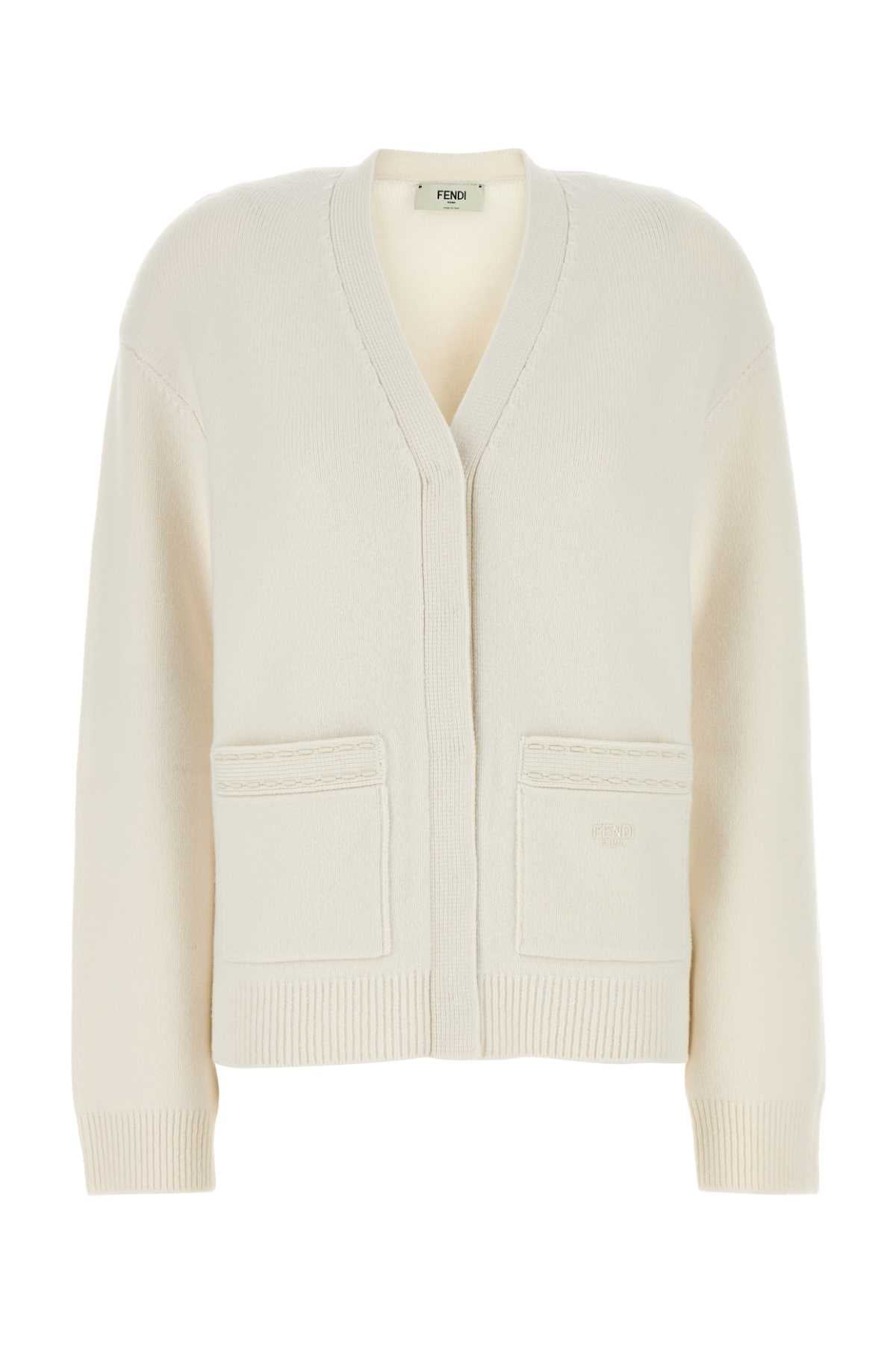 Fendi Cashmere Nylon Cardigan — White