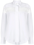 Valentino Sheer-Panel Cotton Shirt — White