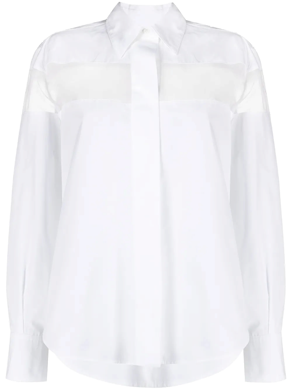 Valentino Sheer-Panel Cotton Shirt — White
