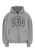Balenciaga Embroidered Logo Cotton Hoodie — Gray