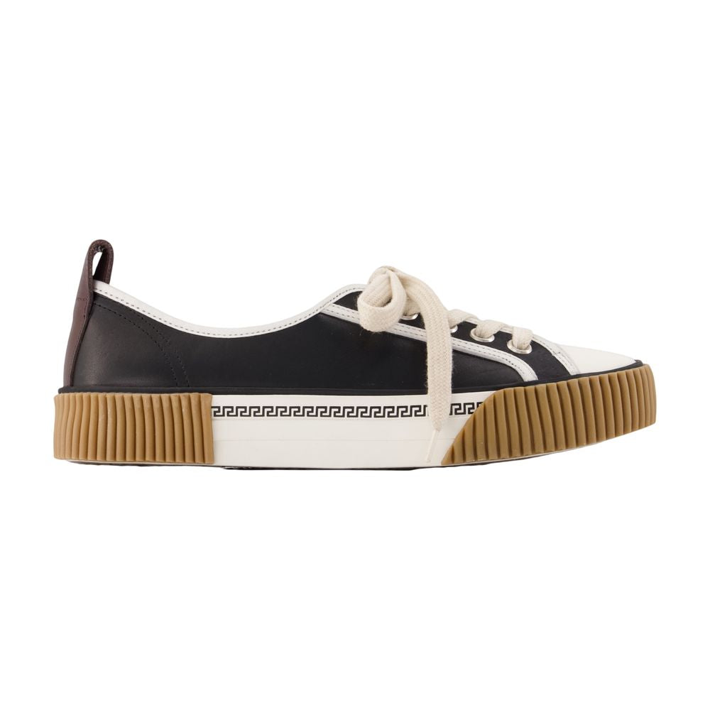 Versace Calfskin Leather with Creeper Sole Sneaker — Black