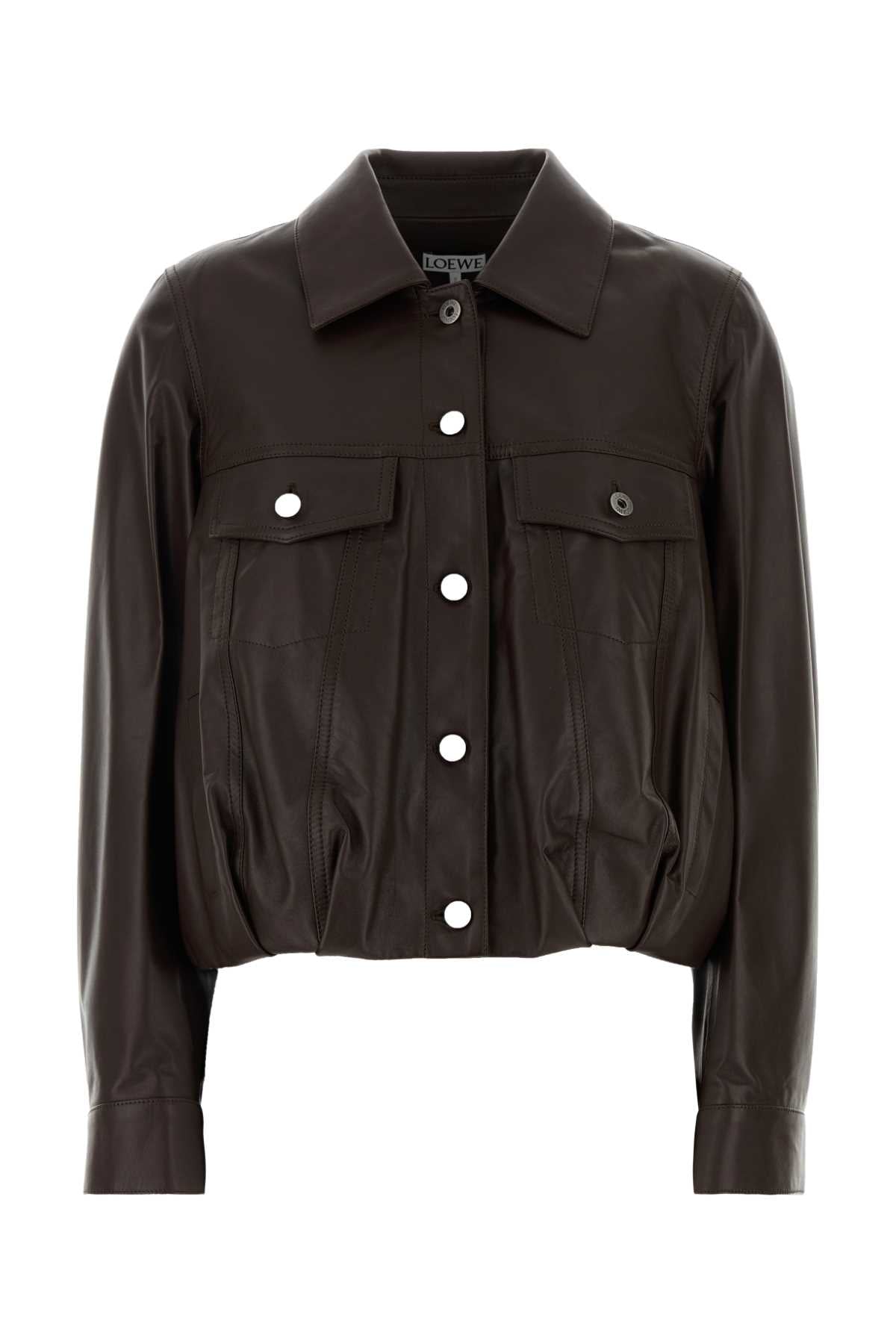 Loewe Lamb Leather Jacket — Brown