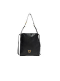 Pinko Natural Leather Shoulder Bag — Black