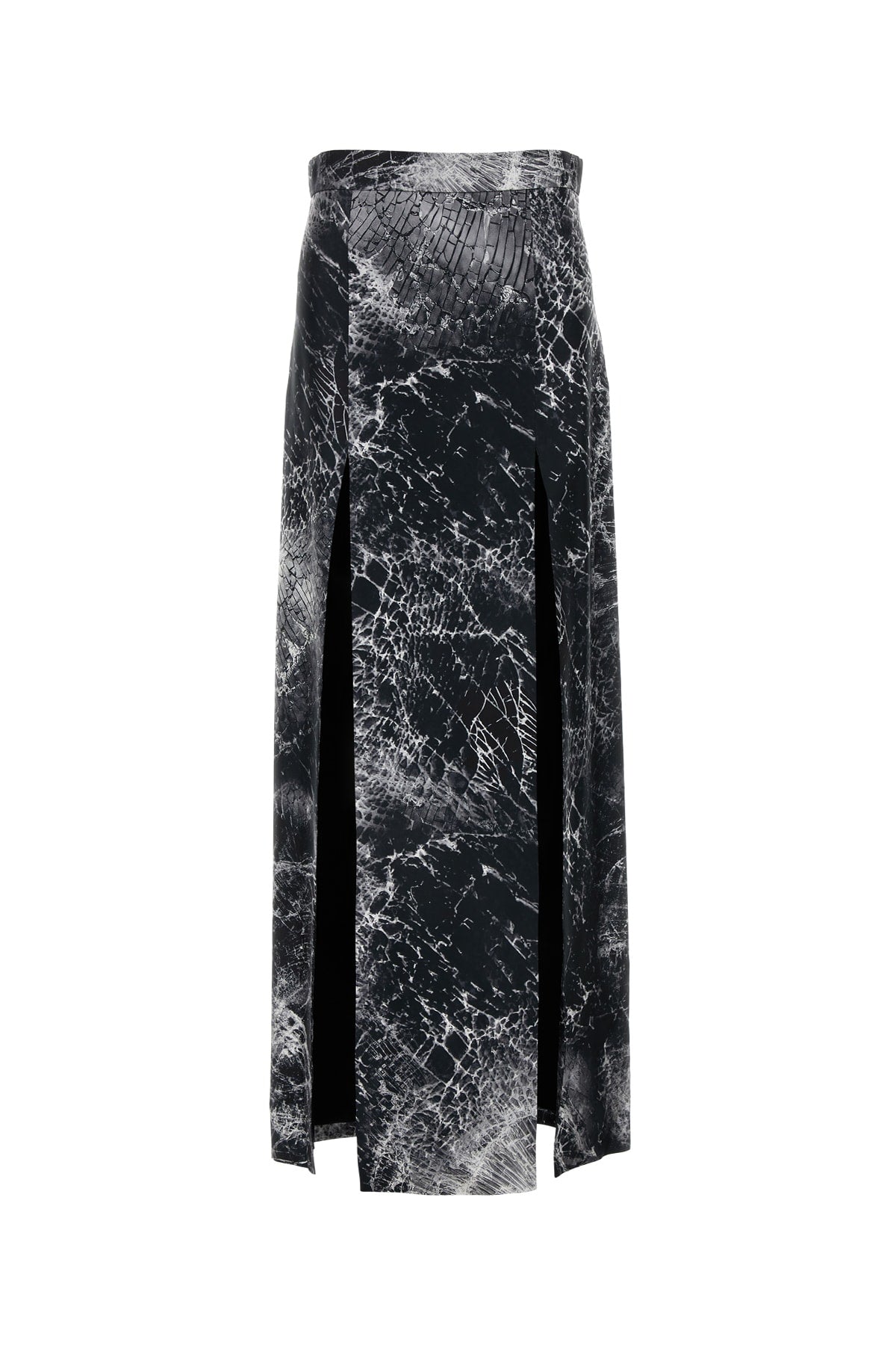 Alexander McQueen Crackle-Print Plissé Skirt — Black