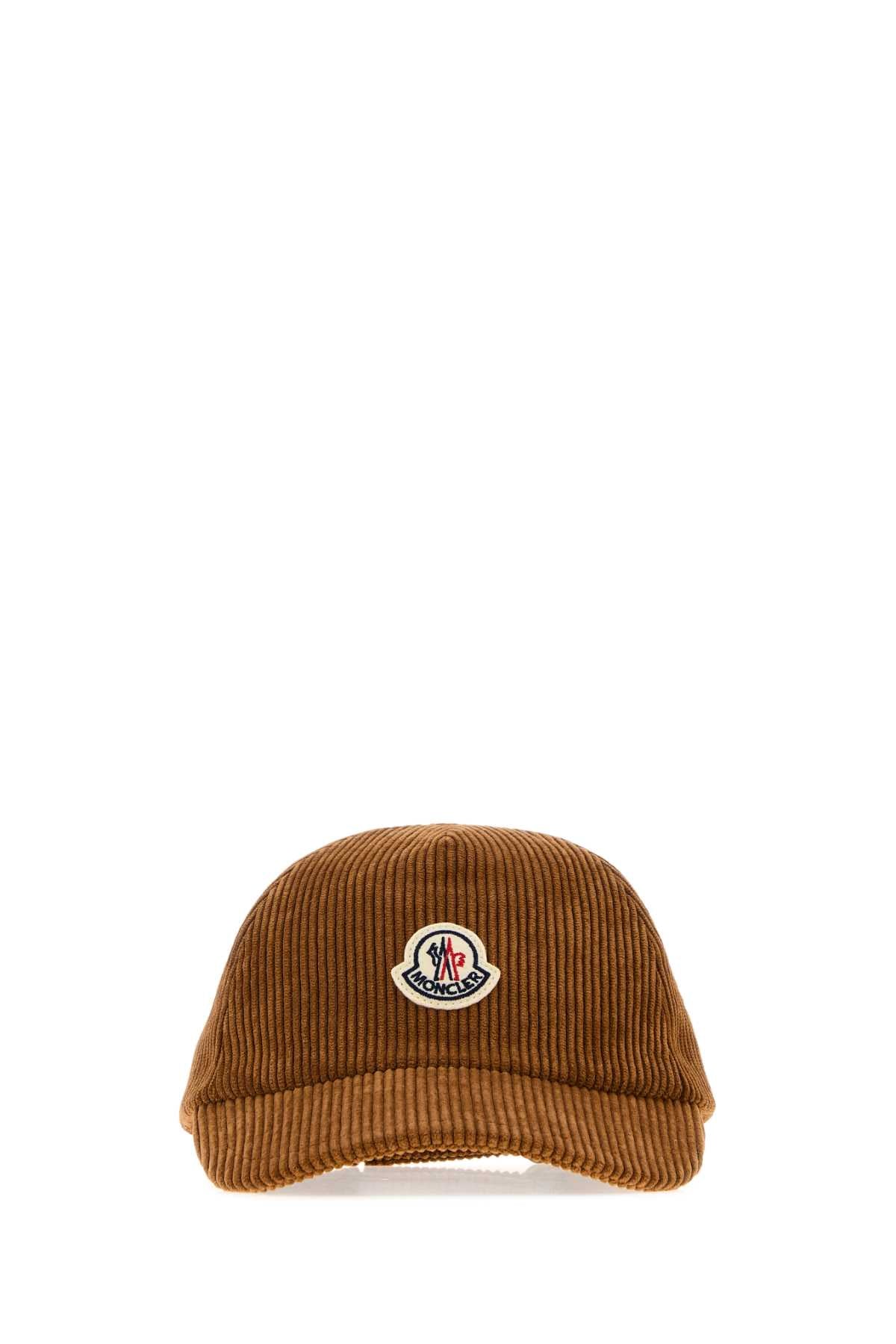Moncler BASEBALL Stretch Corduroy Baseball Cap — Caramel