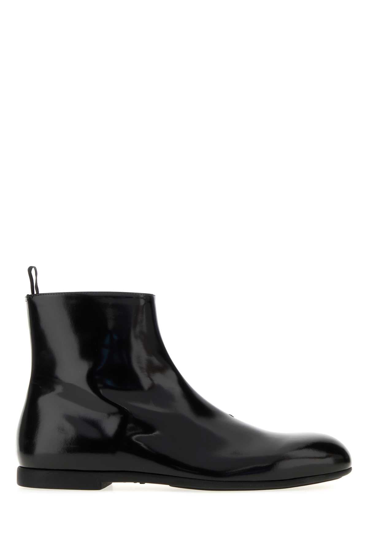Jil Sander Polished Leather Ankle Boot — Black