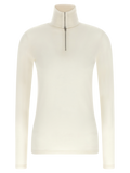 Jil Sander Half-Zip Virgin Wool Blend Sweater — White