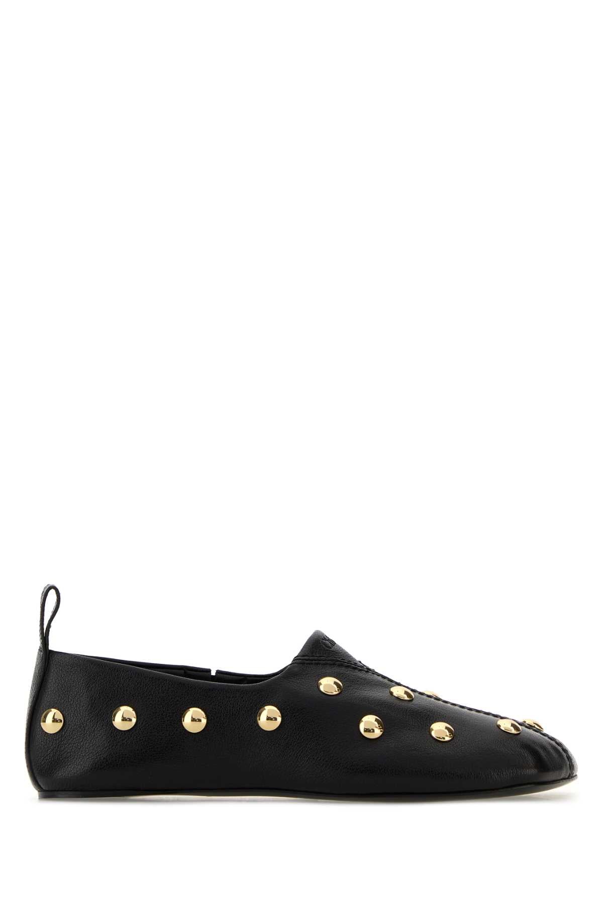 Chloé Stud-Embellished Leather Slipper — Black