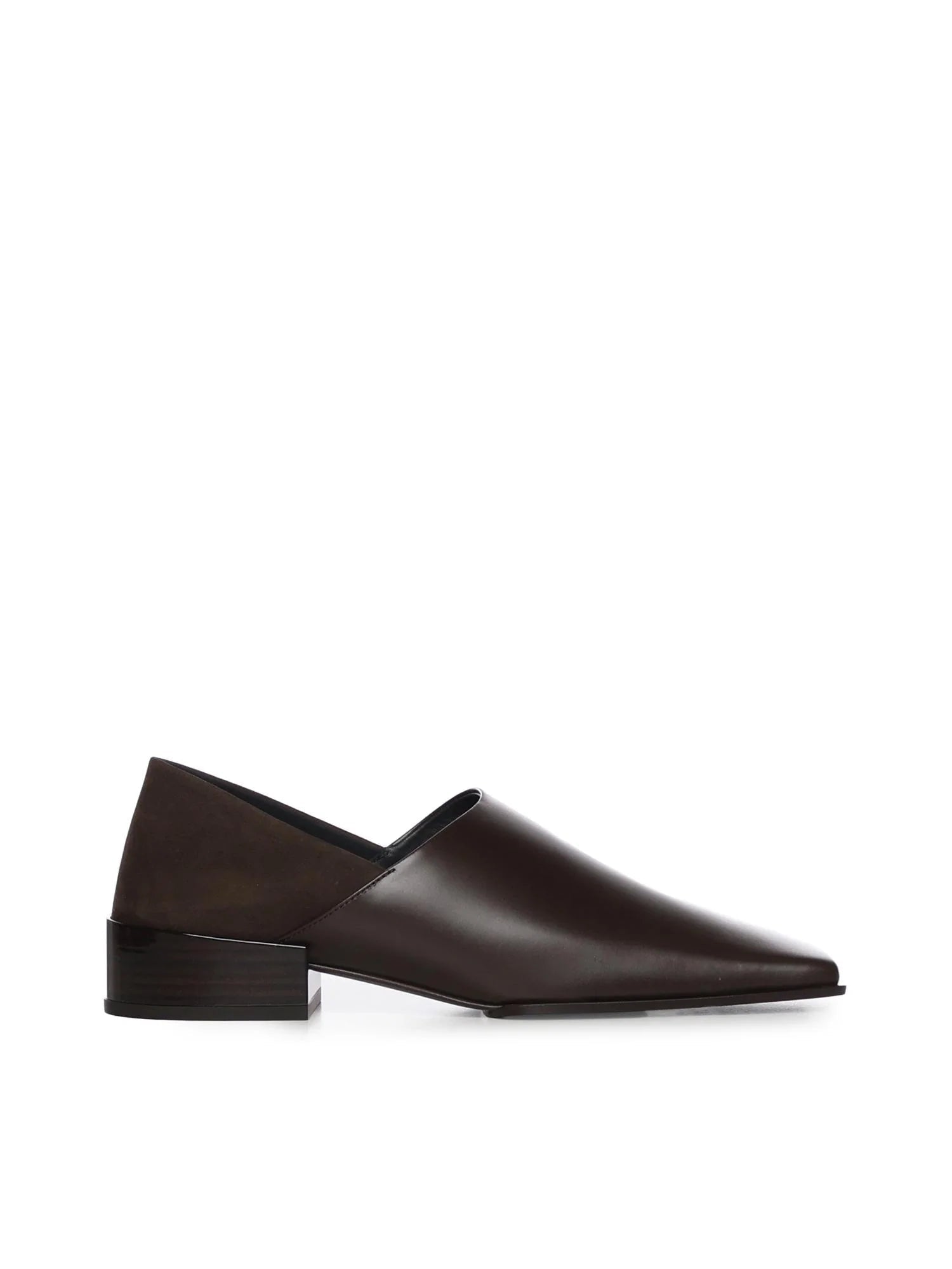 Maison AlaïA Square Toe Leather Loafer — Brown